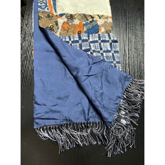 Patchwork/Multipattern Boho Silk Fringe Scarf - Picture 7 of 8